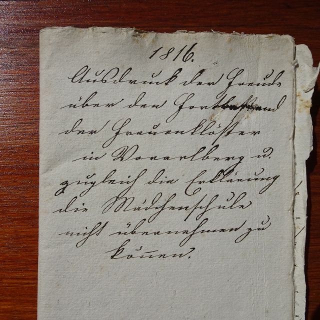 Brief der Priorin Magdalena Metzler an das kaiserlich-königliche Kreisamt vom 4. September 1816: Archiv Kloster Thalbach