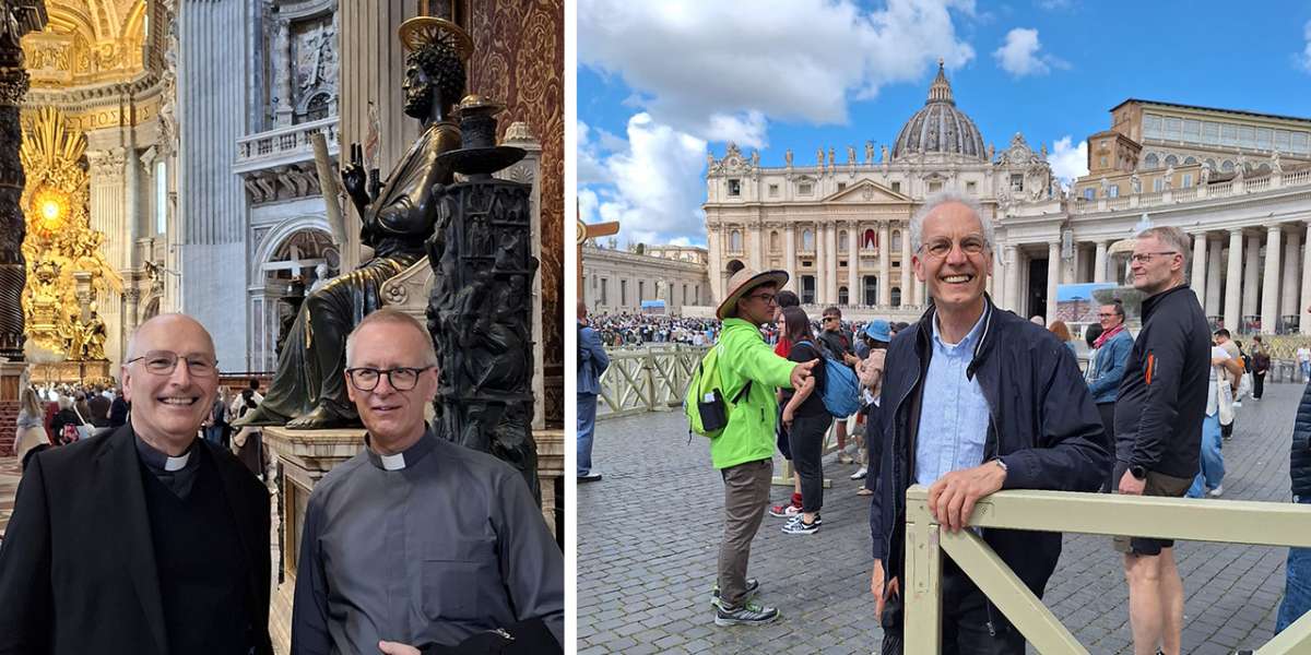 Links: P. Bruno und P. Kris im Petersdom; Rechts: Bruder Elmar kennt jeden Geheimtipp in der Ewigen Stadt.